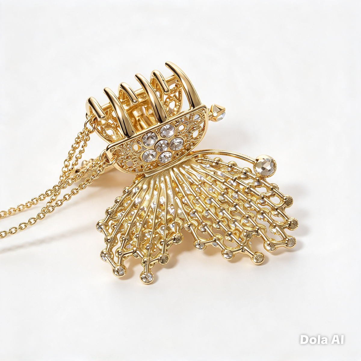 Gold Butterfly Crystal Hair Claw Clip for Women