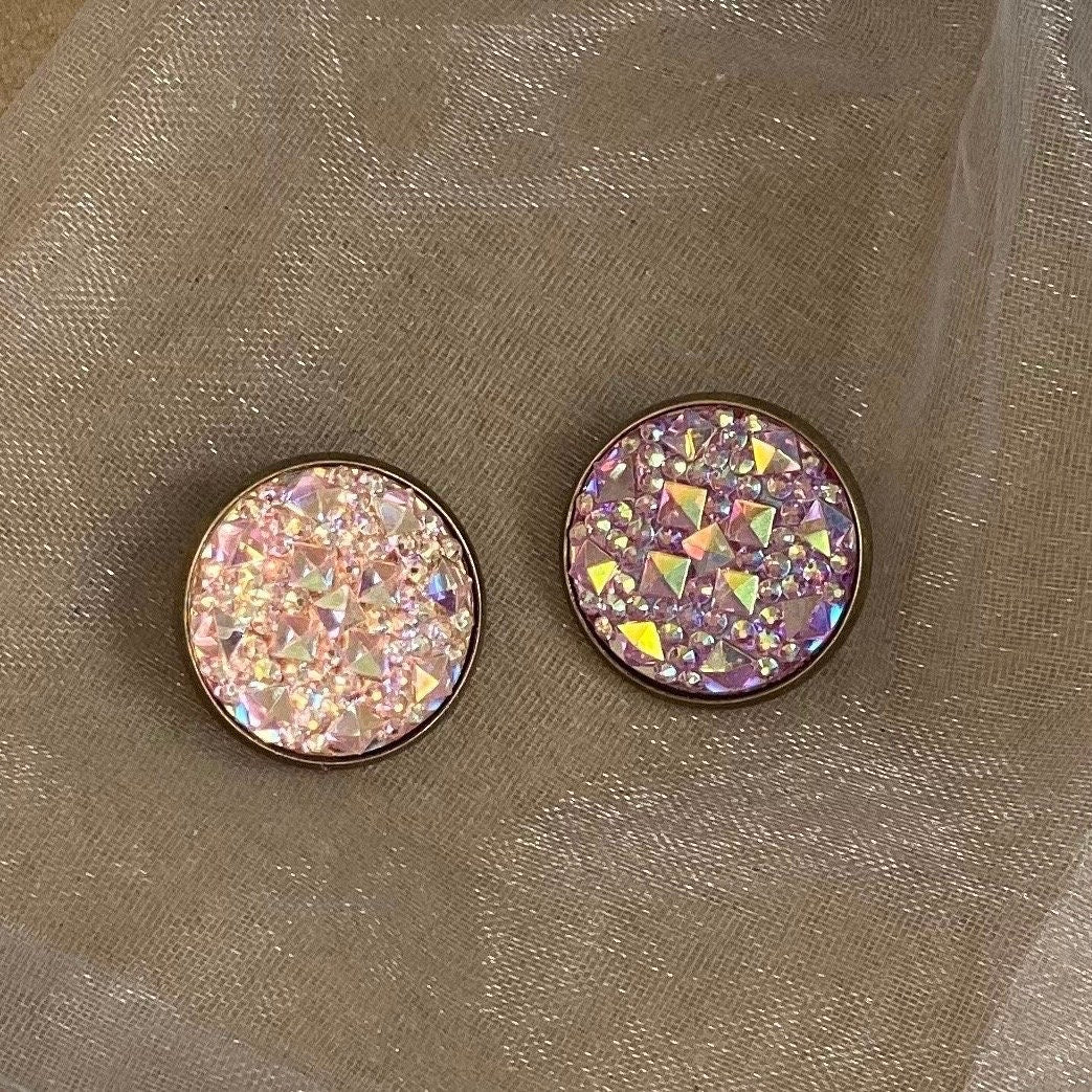 Round Rhinestone Clip-On Earrings