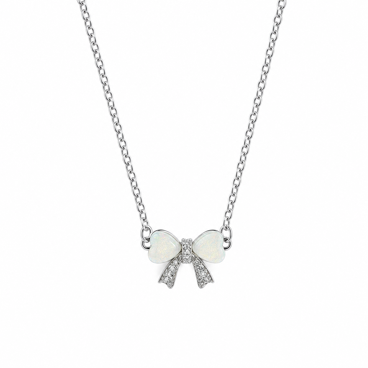 Silver bow Necklace | Stainless Steel and Copper Chain