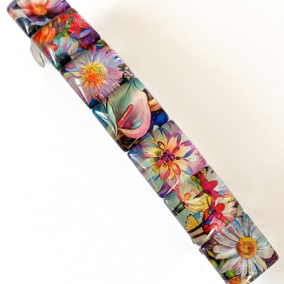 Oil Painted Flower Hair Barrette: Secure French Clip