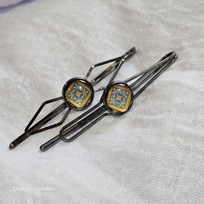 Black Bobby Pins Set of 2, Trendy Boho metal Hair Clips, Minimal Hair Accessories