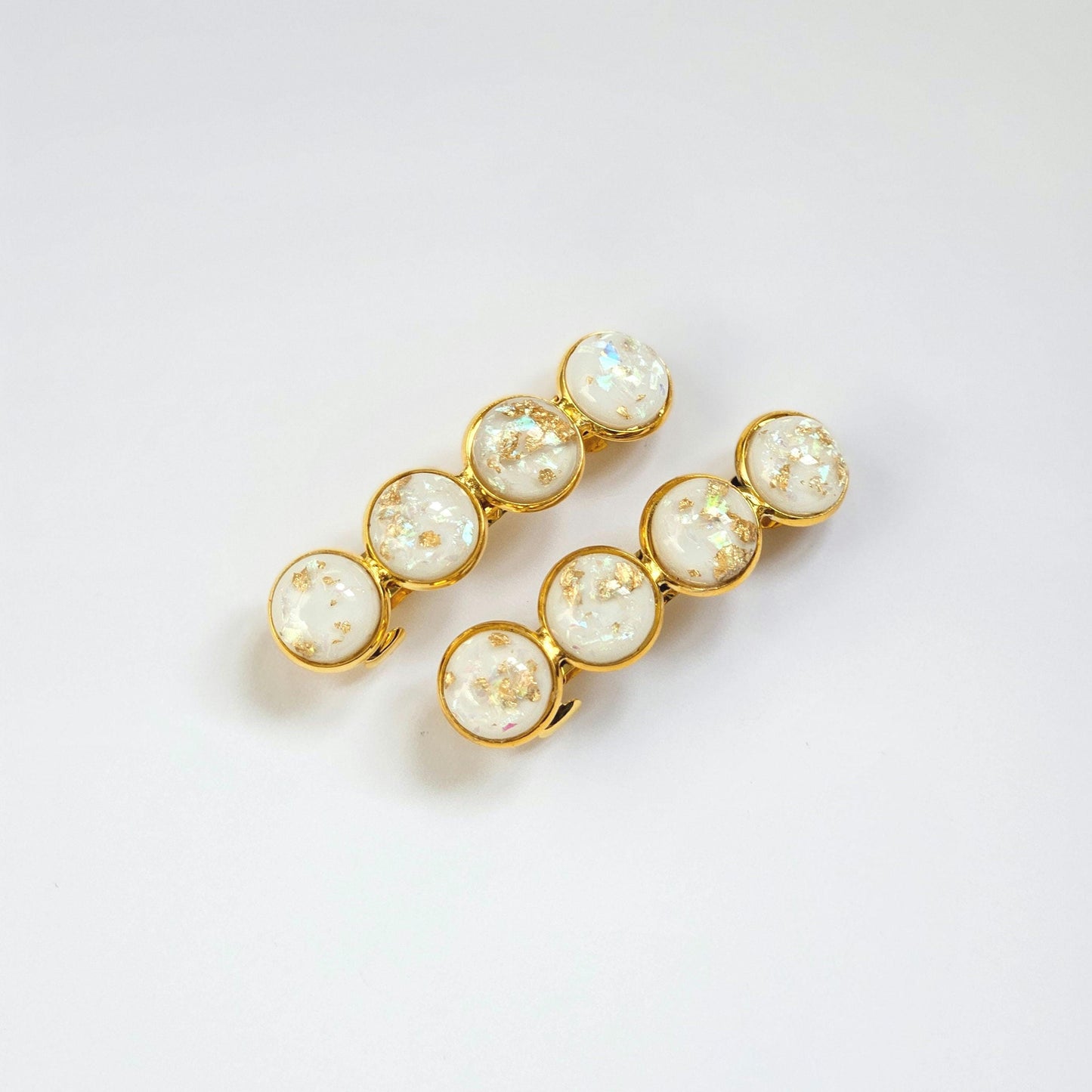 Gold French Barrette: Resin Hair Clip with Gold Detail