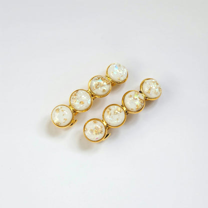 Gold French Barrette: Resin Hair Clip with Gold Detail