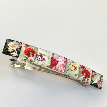 Vintage Floral French Barrette: Secure Flower Hair Clip