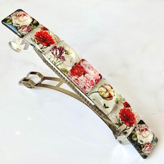Vintage Floral French Barrette: Secure Flower Hair Clip