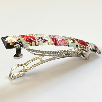 Vintage Floral French Barrette: Secure Flower Hair Clip