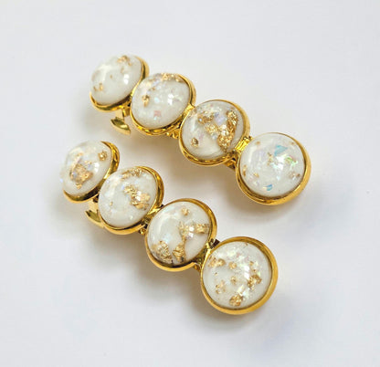 Gold French Barrette: Resin Hair Clip with Gold Detail