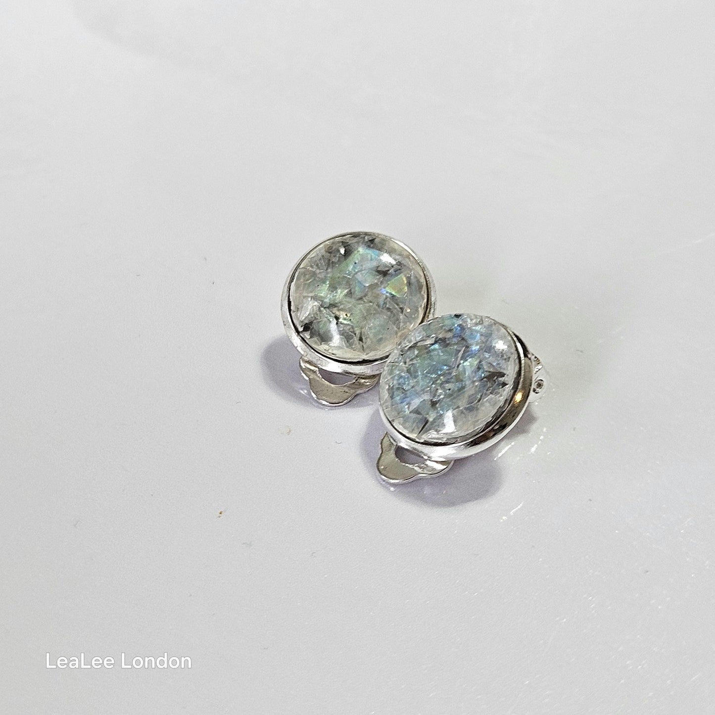 Iridescent Grey Marble Resin Hair Clip & Clip-on Earring Set