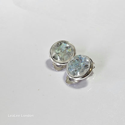 Iridescent Grey Marble Resin Hair Clip & Clip-on Earring Set