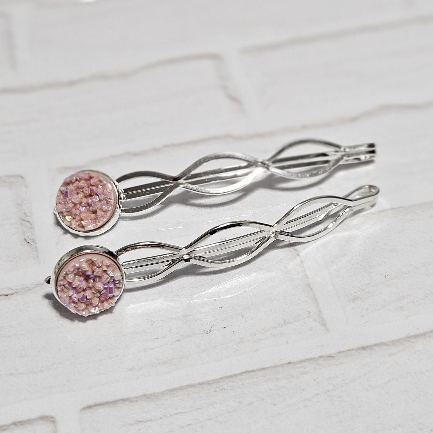Decorative Bobby Pins x2, Silver Hair Accessories