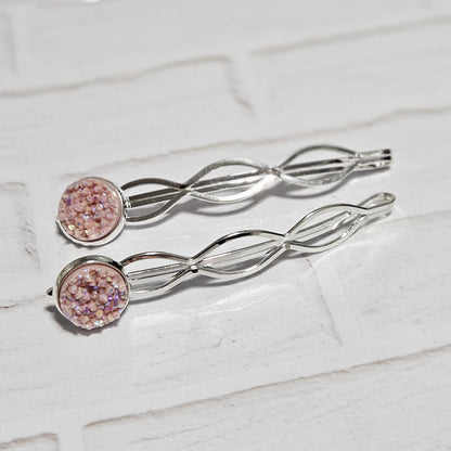 Decorative Bobby Pins x2, Silver Hair Accessories