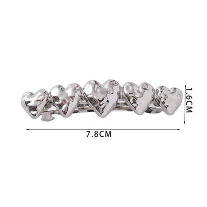 Silver Metal Barrette Hair Clip, Minimalist Gold Hair Accessory For Women