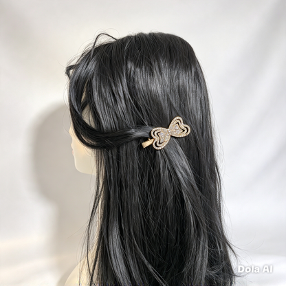 Gold Bow Rhinestone Hair Clip, 7cm