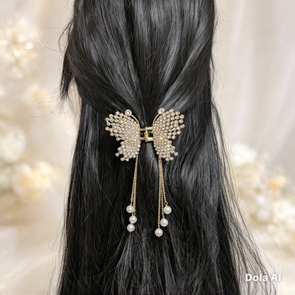 Gold Butterfly Crystal Hair Claw Clip for Women