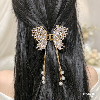 Gold Butterfly Crystal Hair Claw Clip for Women