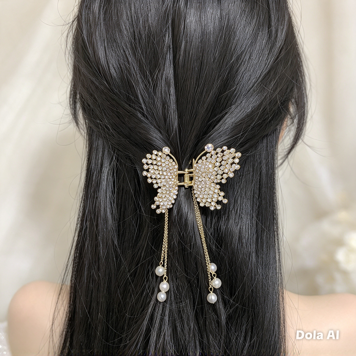 Gold Butterfly Crystal Hair Claw Clip for Women