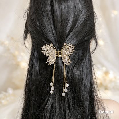 Gold Butterfly Crystal Hair Claw Clip for Women