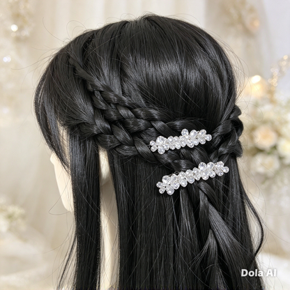 Silver Crystal Floral Hair Clips — Set of 2 | Bridal & Special Occasion Hair Accessories