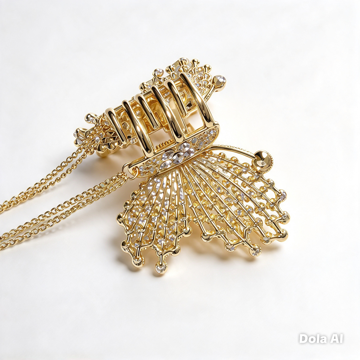Gold Butterfly Crystal Hair Claw Clip for Women