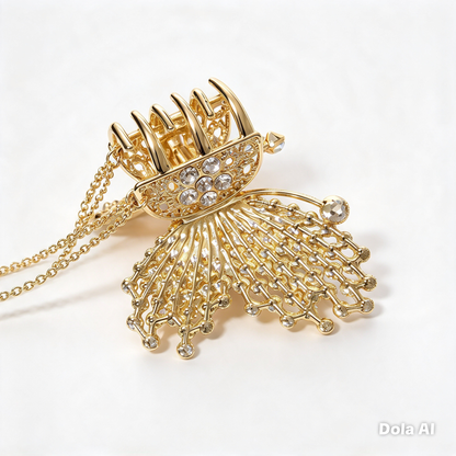 Gold Butterfly Crystal Hair Claw Clip for Women