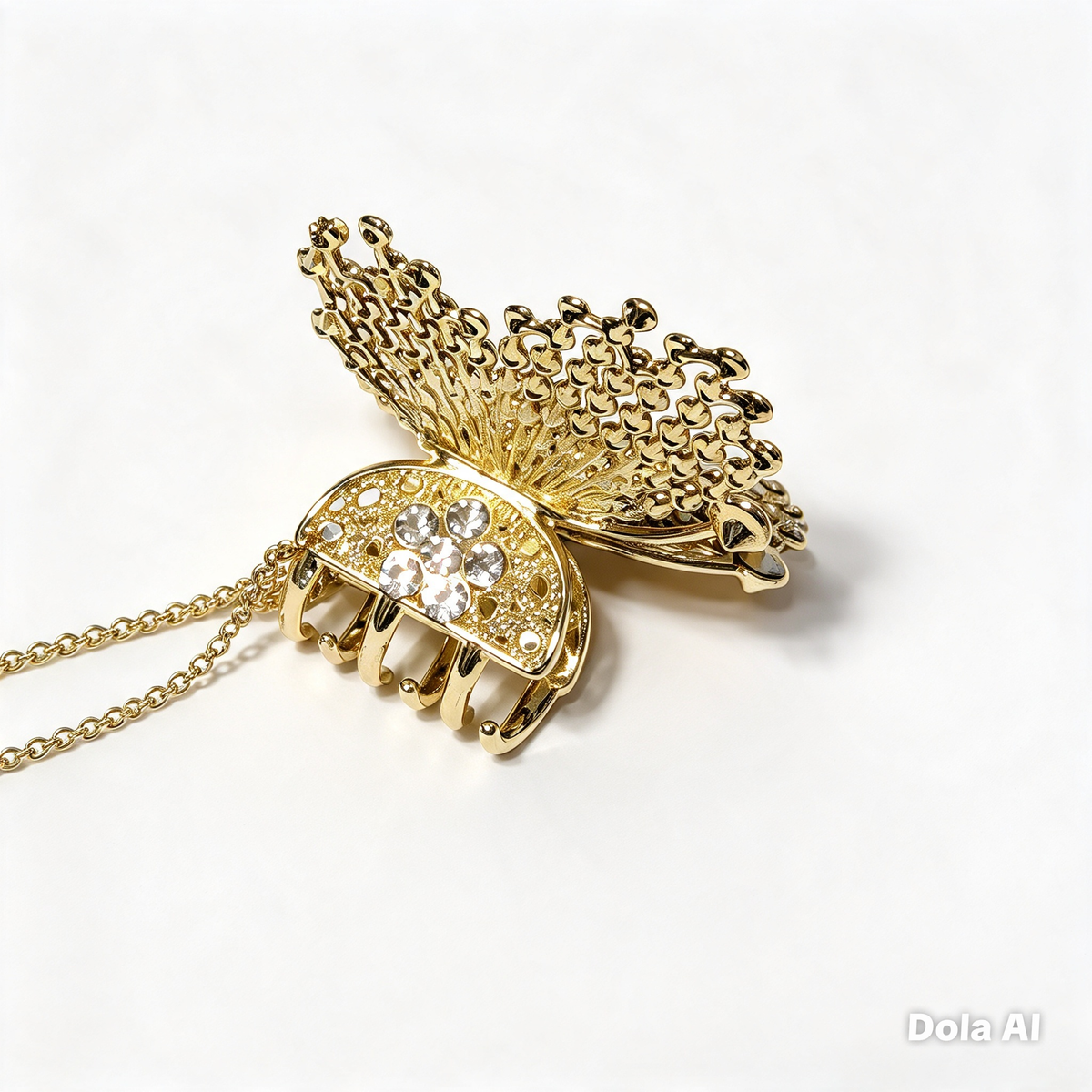 Gold Butterfly Crystal Hair Claw Clip for Women