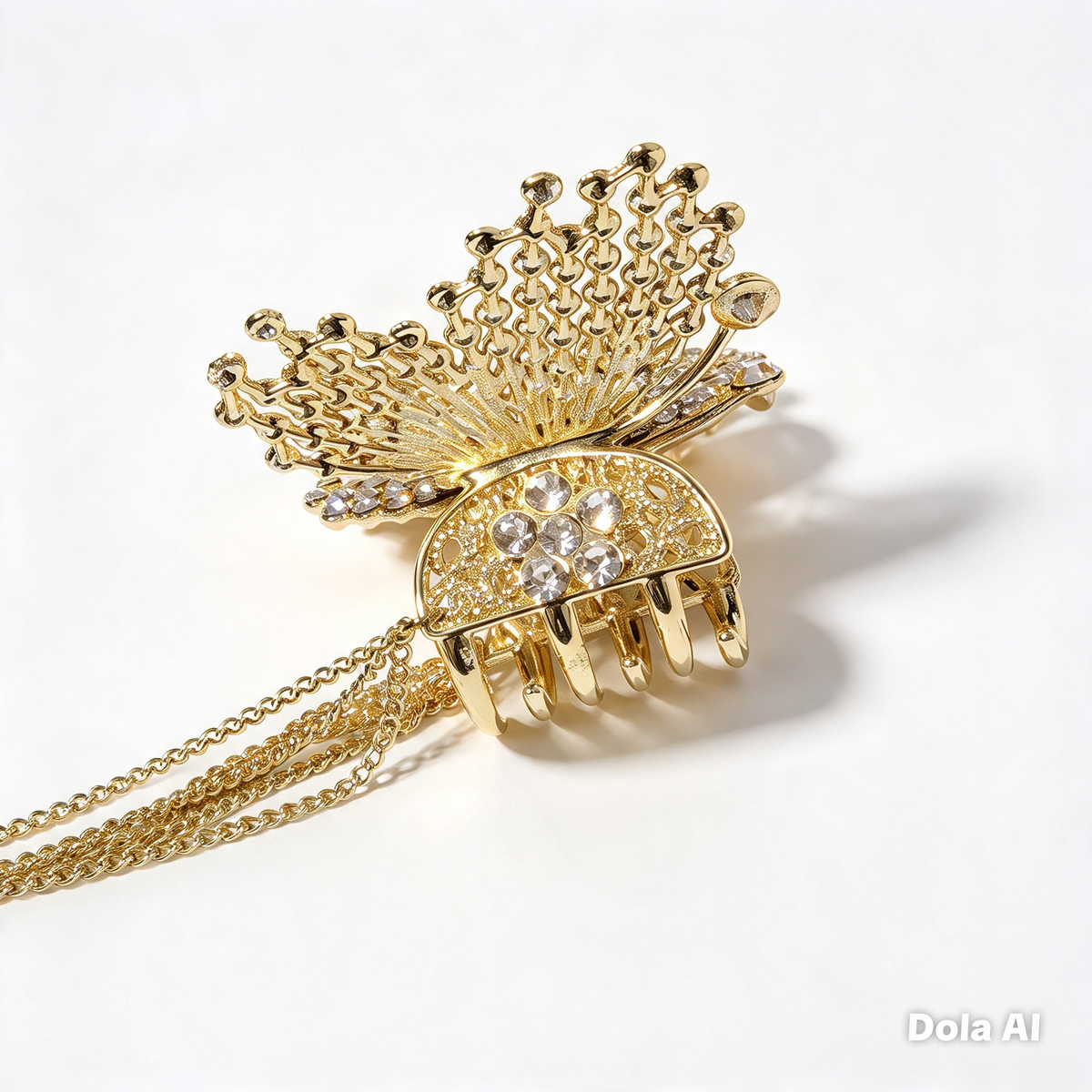 Gold Butterfly Crystal Hair Claw Clip for Women