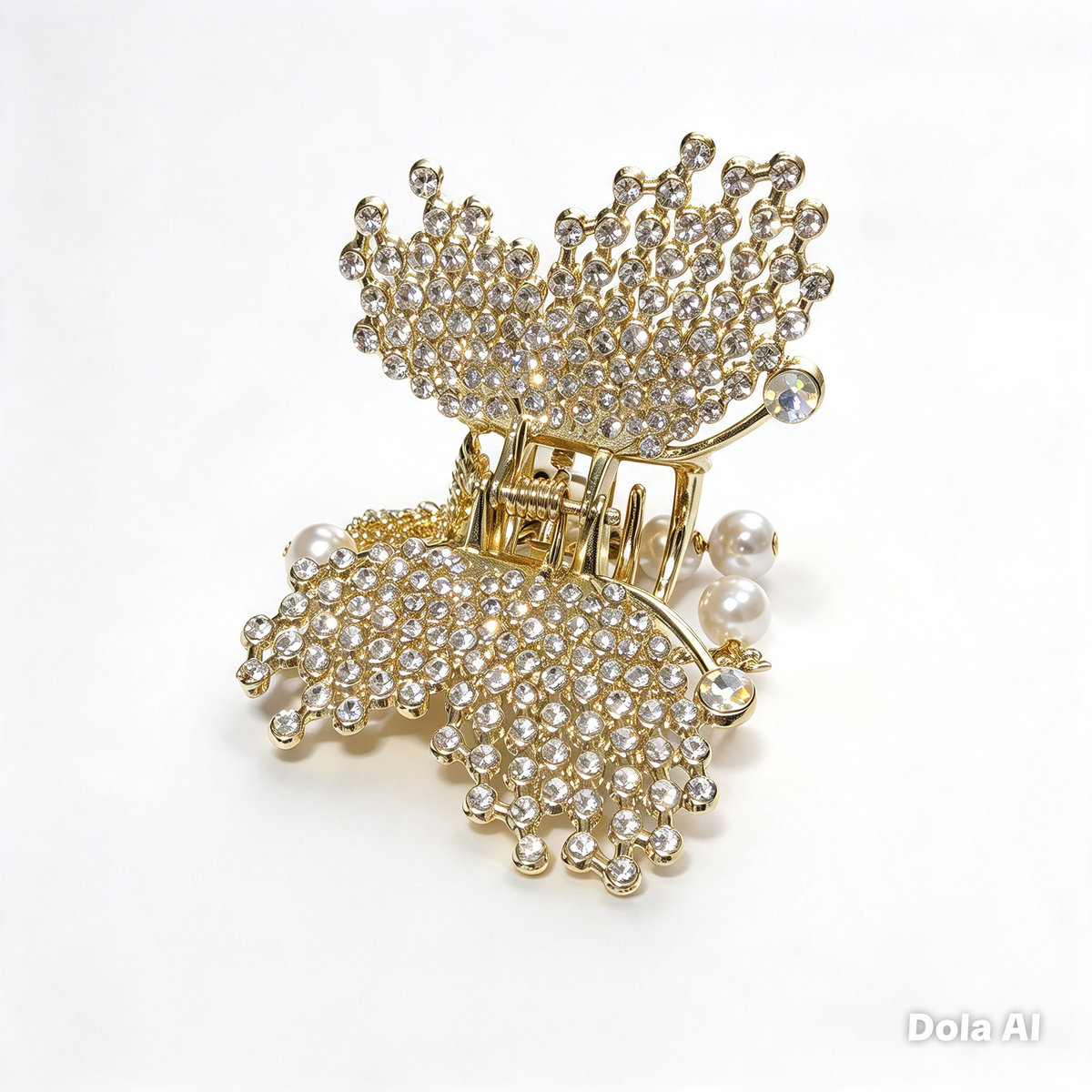 Gold Butterfly Crystal Hair Claw Clip for Women