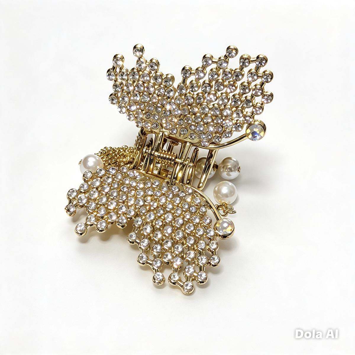 Gold Butterfly Crystal Hair Claw Clip for Women