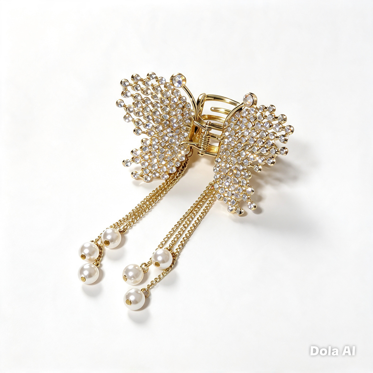Gold Butterfly Crystal Hair Claw Clip for Women