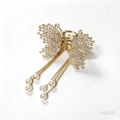 Gold Butterfly Crystal Hair Claw Clip for Women