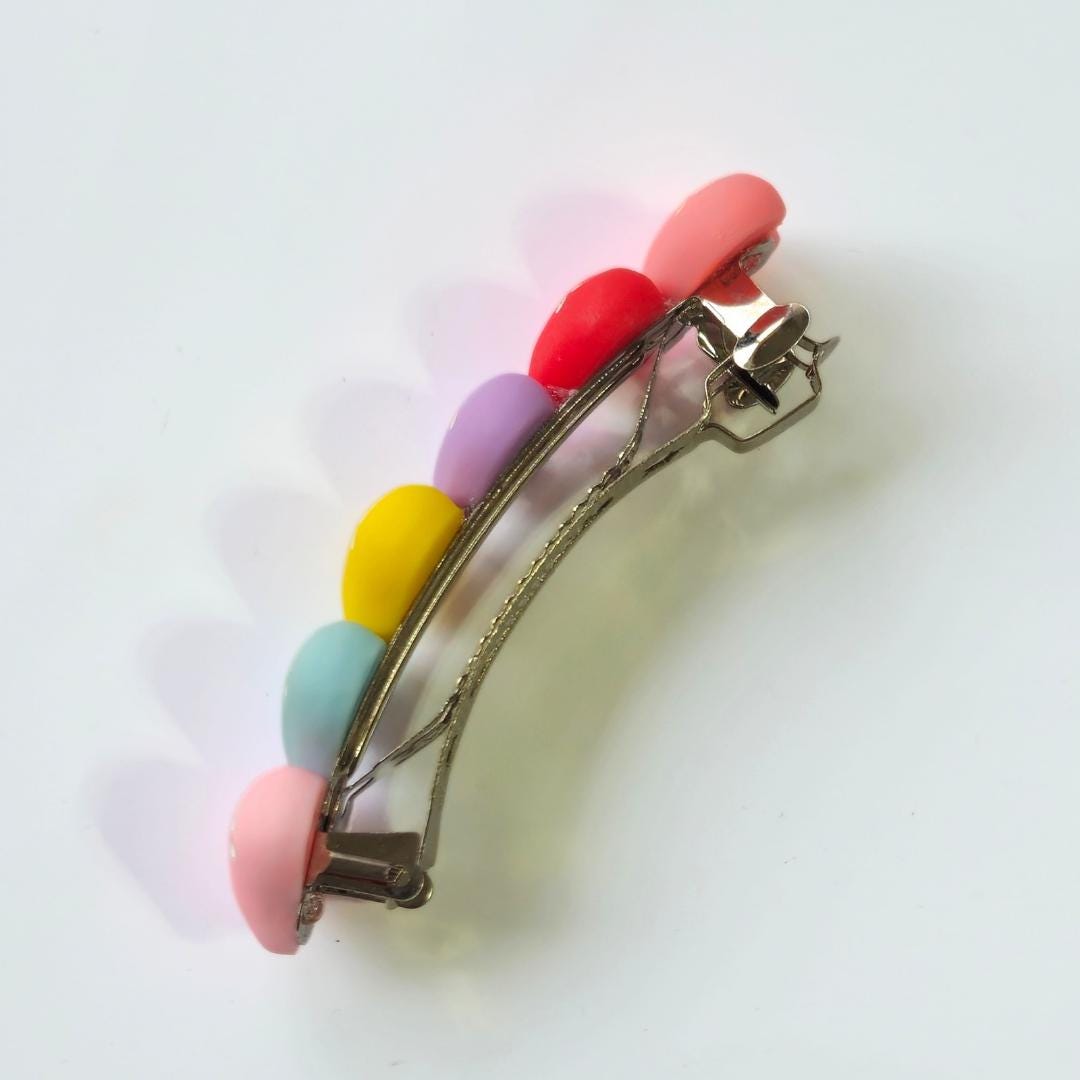 Pastel Heart Barrette Hair Clip – 9cm | Colourful | Non-Pierced
