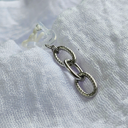 Silver Chain Hoop Clip-On Earrings | Hammered Mix Link Design