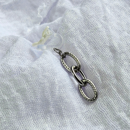 Silver Chain Hoop Clip-On Earrings | Hammered Mix Link Design