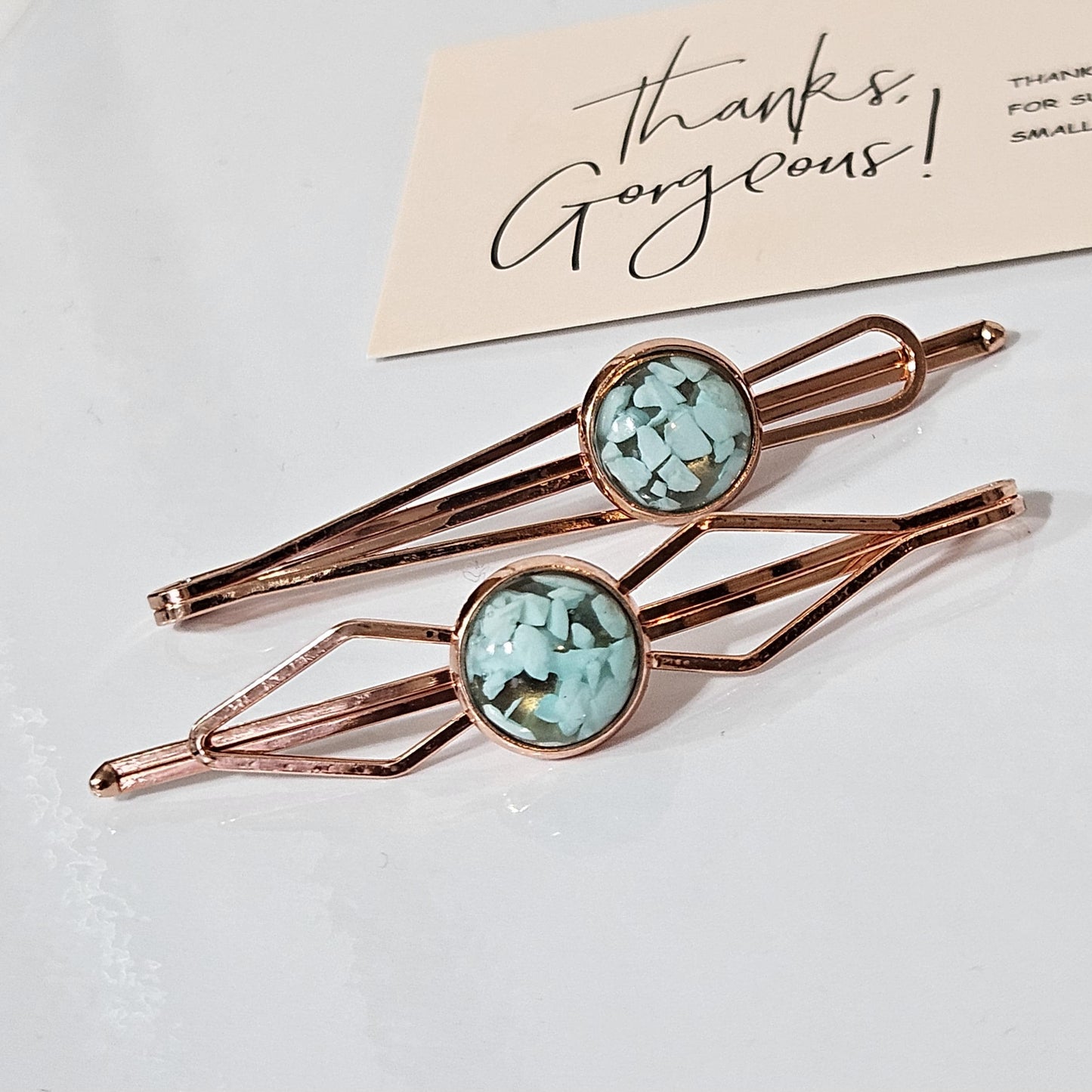 Decorative Bobby Pins for Women, Decorated Rose Gold Statement Hair Slides