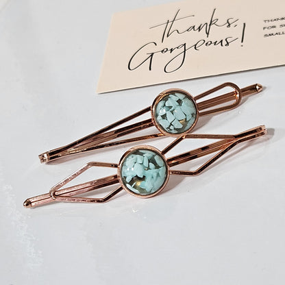Decorative Bobby Pins for Women, Decorated Rose Gold Statement Hair Slides