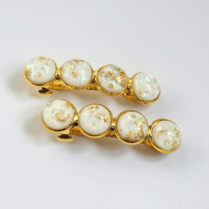 Gold French Barrette: Resin Hair Clip with Gold Detail