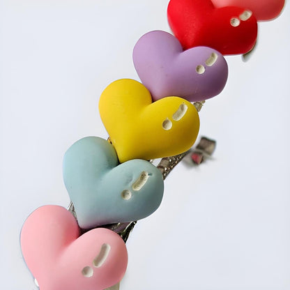 Pastel Heart Barrette Hair Clip – 9cm | Colourful | Non-Pierced