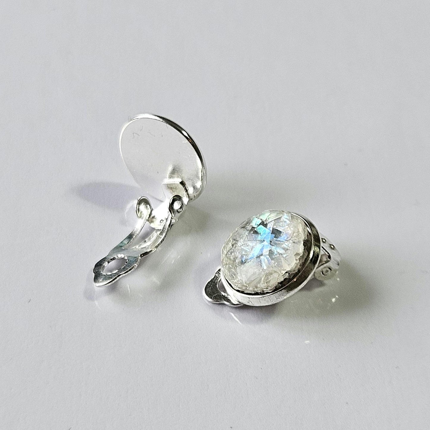 Iridescent Grey Marble Resin Hair Clip & Clip-on Earring Set