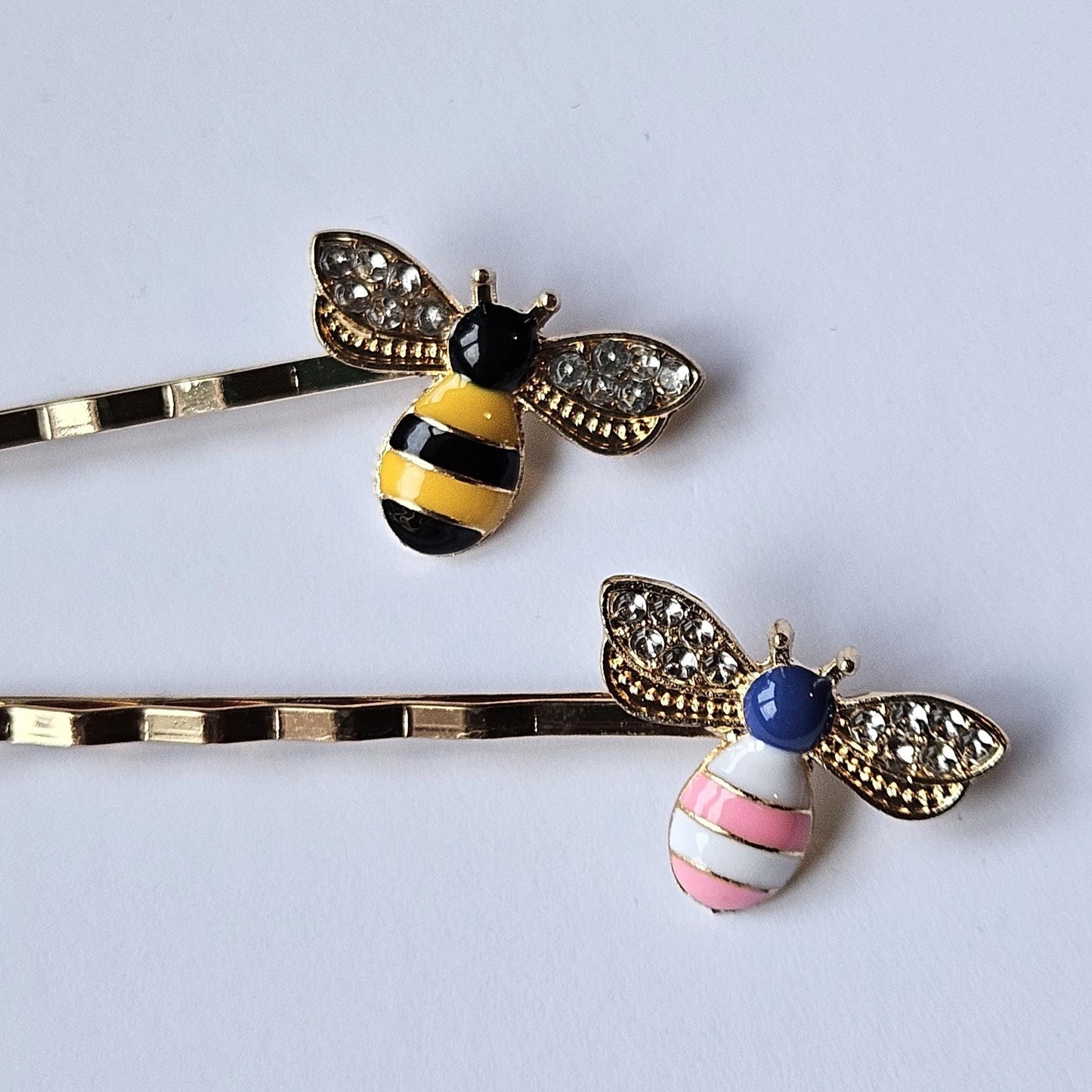 Enamel Bee Bobby Pins: Boho Hair Slides, Gold Copper (Set of 2)
