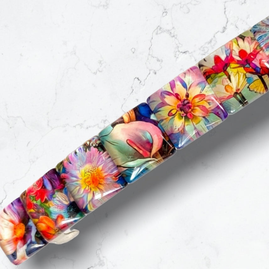 Oil Painted Flower Hair Barrette: Secure French Clip