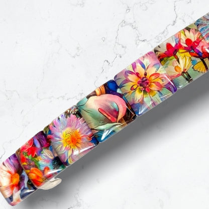Oil Painted Flower Hair Barrette: Secure French Clip