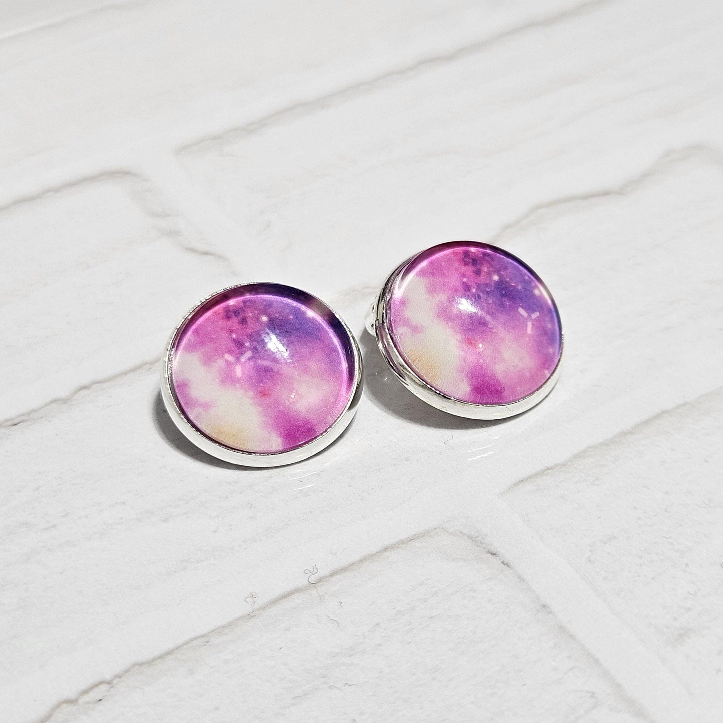Celestial Clip-On Earrings – Space & Galaxy 16mm Cabochon | Non-Pierced