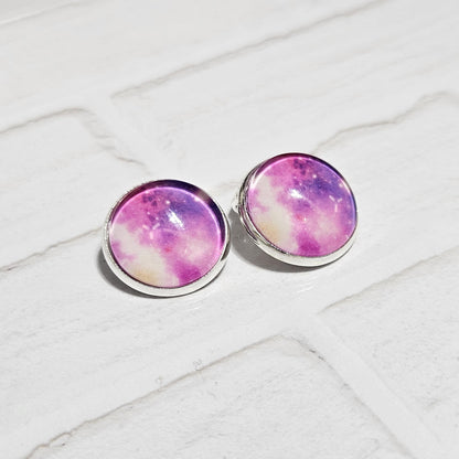 Celestial Clip-On Earrings – Space & Galaxy 16mm Cabochon | Non-Pierced