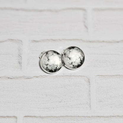 Smoke Design Clip-On Earrings – 16mm Cabochon | Non-Pierced | Hypoallergenic