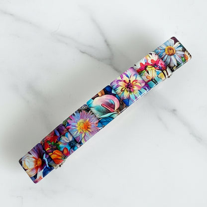 Oil Painted Flower Hair Barrette: Secure French Clip