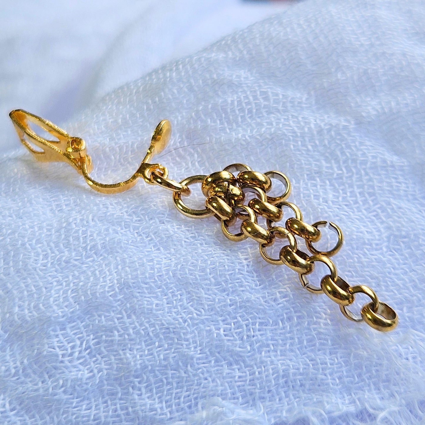 Stainless Steel Dangle Chain Clip-On Earrings – 3cm Drop | Non-Pierced