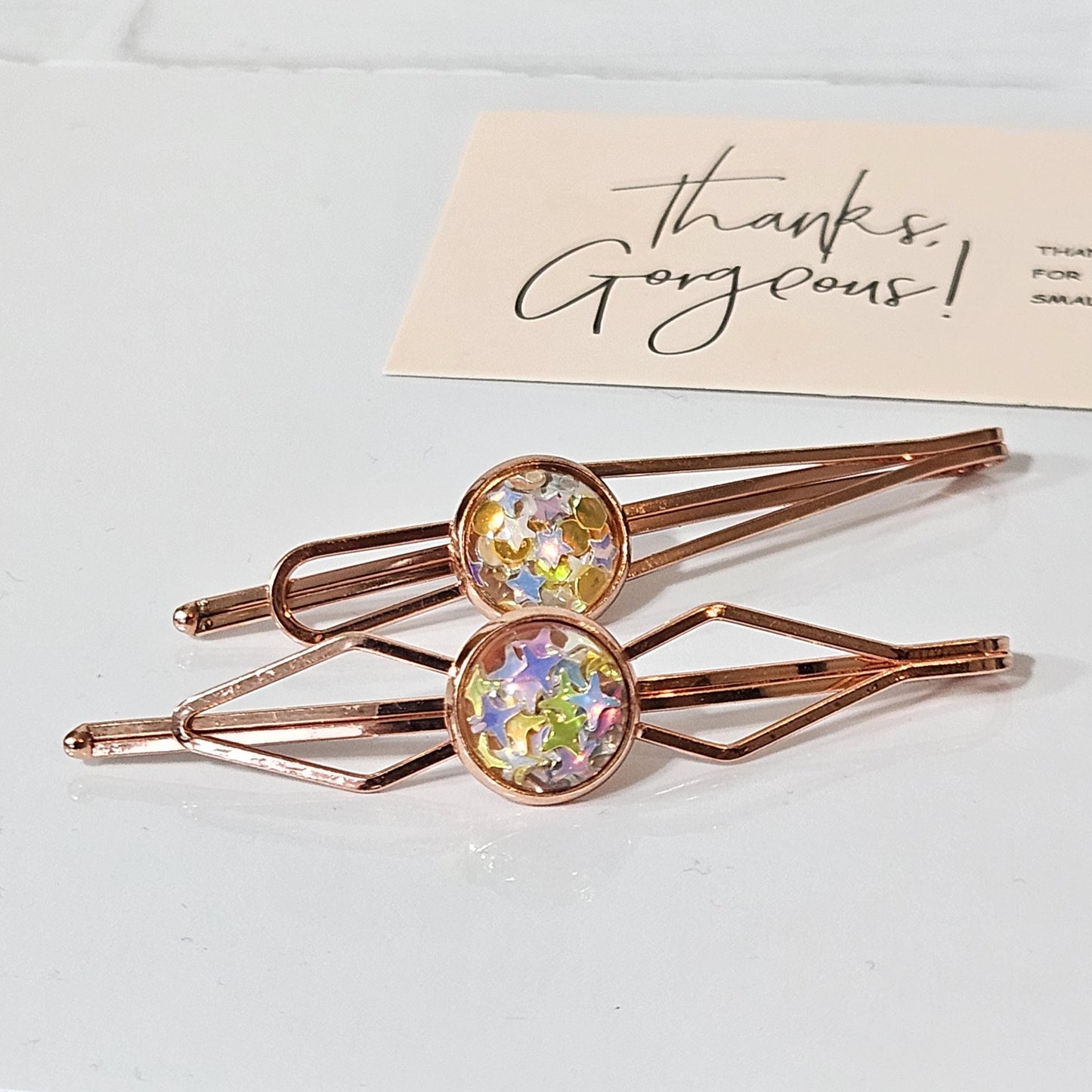 Set of 2 Bobby Pins, Geometric Hair Clip, Handmade Cabochon Hair Pin, Minimal Hair