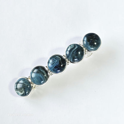 Green Marble French Barrette: Silver-tone hair accessories for women