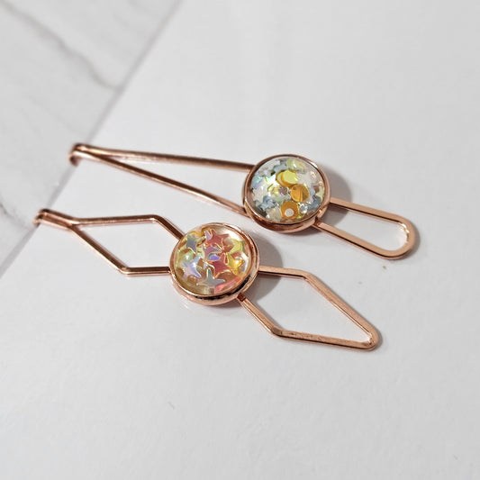 Set of 2 Bobby Pins, Geometric Hair Clip, Handmade Cabochon Hair Pin, Minimal Hair