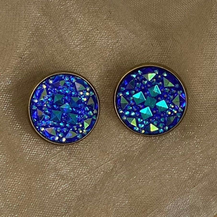 Round Rhinestone Clip-On Earrings